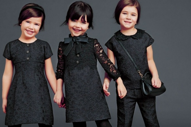Spitze-und-Satin-Baumwolle-schwarze-moderne-stilvolle-Bekleidung-für-Mädchen