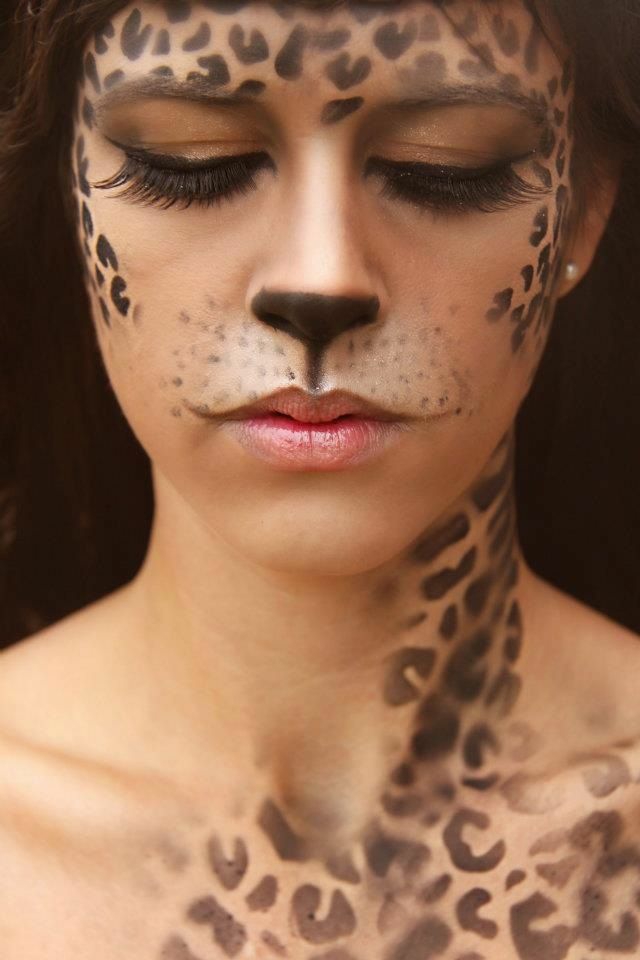 Tiere Halloween Schmink Ideen Leopard Frauen Gesicht