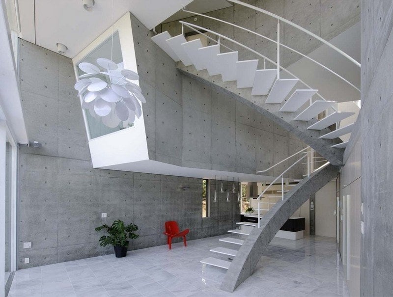 Treppenhaus-gestalten-Betontreppe-Gelaender-modern