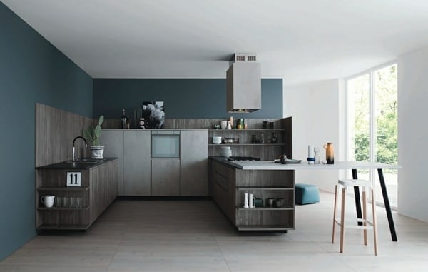 U-Form-Design-Küche-Stil-in-Grau