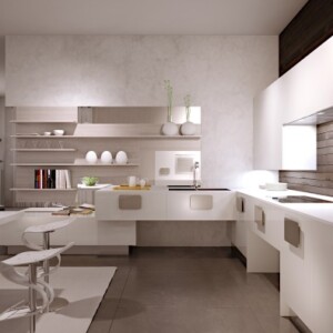 Wand-mit-Holz-Optik-minimalistische-Küche