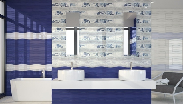 modernes Bad gestalten Ideen Spiegel zwei Waschbeckn