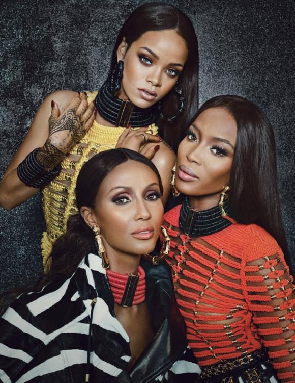 drei-Models-mit-schwarzen-Haaren-Campbell-Rihanna-Iman
