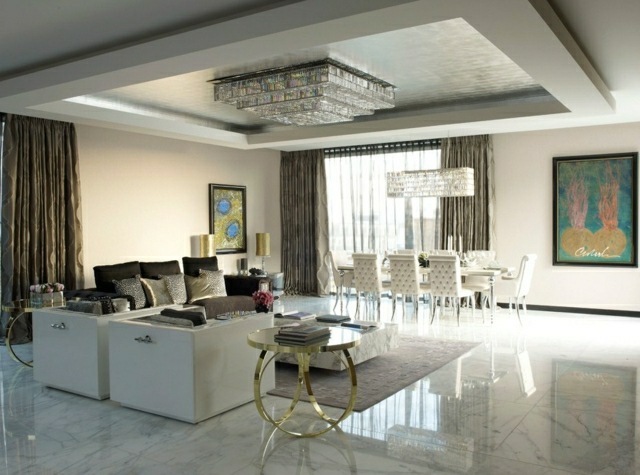 einrichten Marmor Bodenfliesen moderner Beistelltisch Sofa Sessel