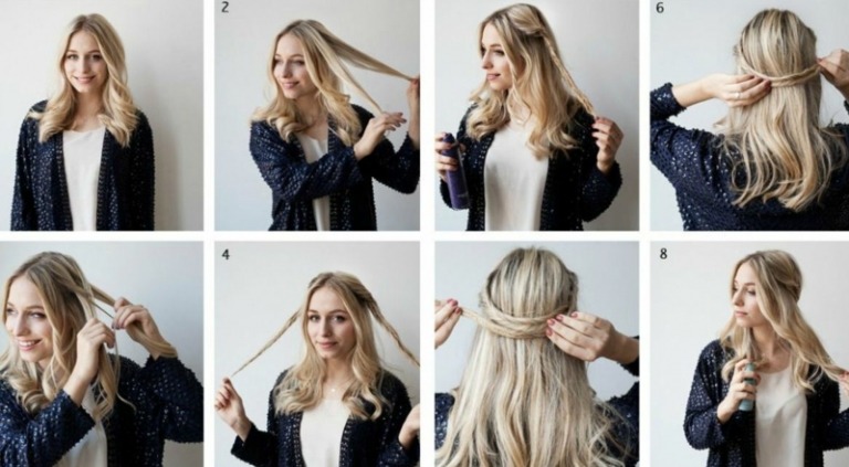 fischgrätenzopf frisuren zwei zoepfe halboffen idee tutorial blond haare