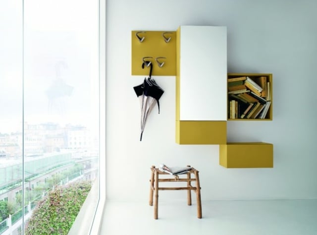 gelb weiße Flur Möbel Set Aufhänger Garderobe modernes Möbel Design