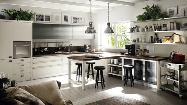  Holz Küche Landhausstil modern weiße Fronten