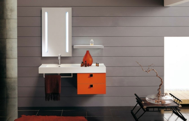 graue-Wandverkleidung-orange-Farbe-Dekor