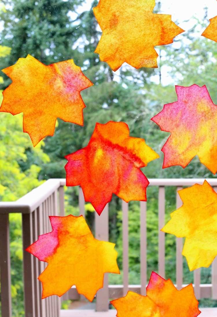 Herbst Fensterbilder basteln - Süße Ideen und Motive