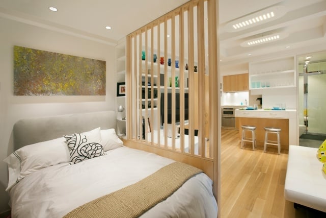 ideen- Raumteiler für Schlafzimmer -holz-wohnbereich-einraumwohnung