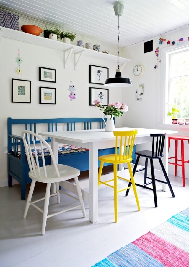 küchenstühle-bunt-streichen-farbideen-frisch-klassisches-möbeldesign