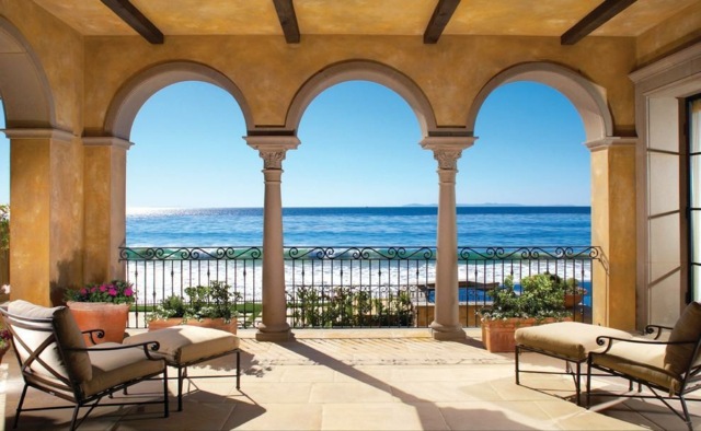 liegestuhl mediterraner stil meer terrasse patio