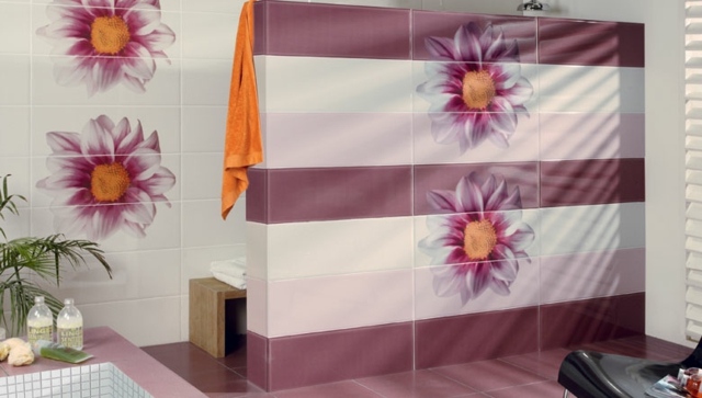 Blumen Badezimmer Streifen Gestaltung Ideen