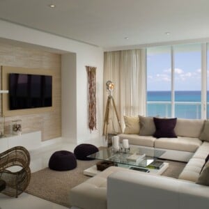 modernes Wohnzimmer Fernseher Wand montiert modern Ideen praktisch