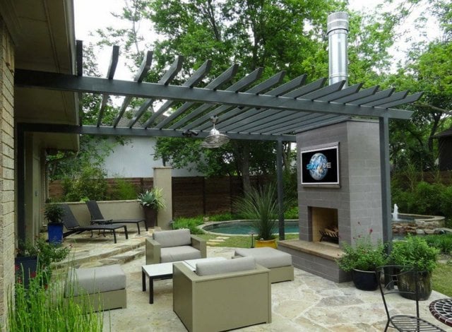 outdoor kamin möbel garten terrasse stil modern