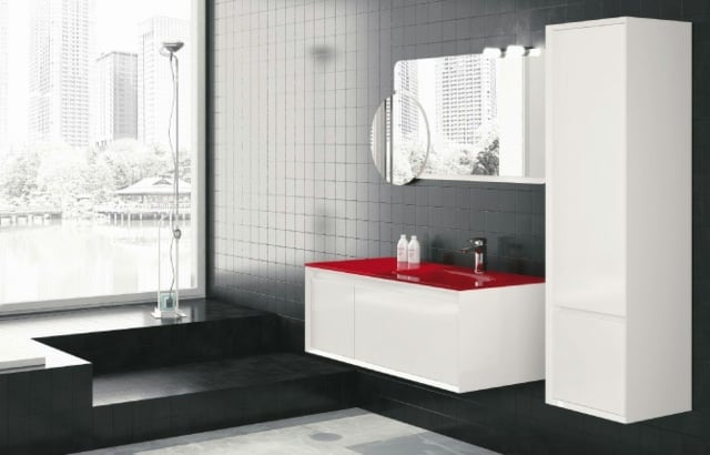 rotes-Acrylglas-Badezimmer-Schränke-in-Weiß