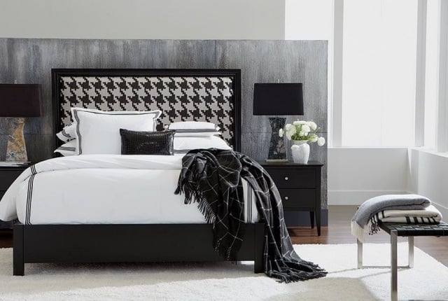 schlafzimmer-farben-schwarz-weiss-graue-wand