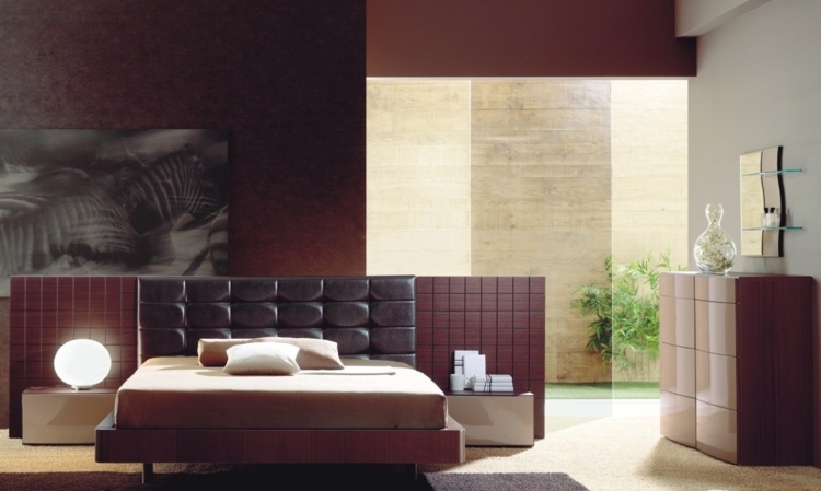 schlafzimmer modern rot farbe elegant leder kommode
