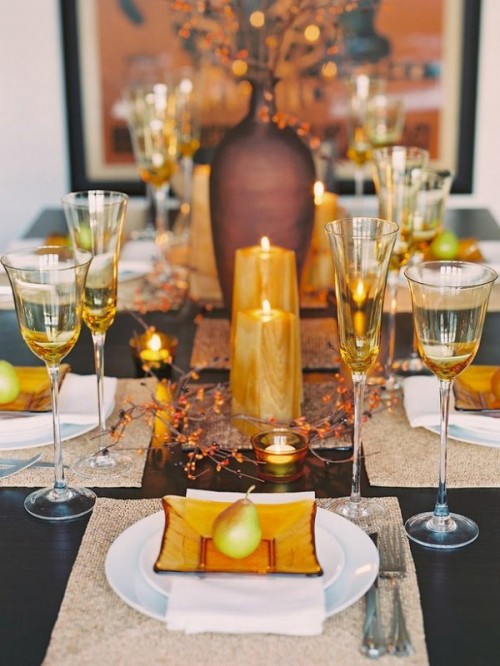 tischdeko- Hochzeit im Herbst goldene-orange-nuancen