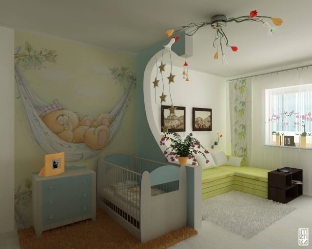trennwand-idee-babyzimmer-schlafsofa-wohnbereich