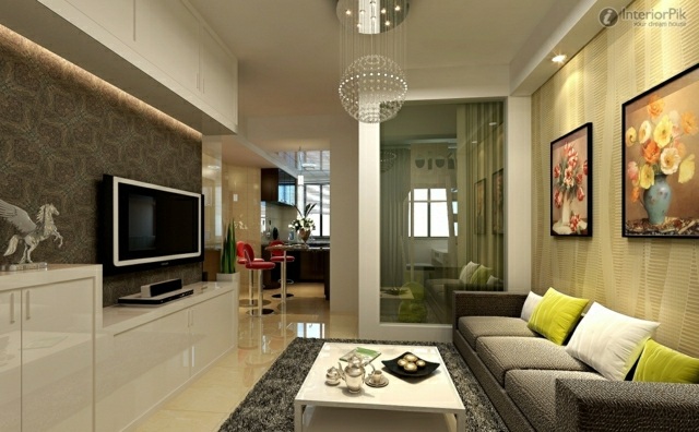 wohnzimmer elegantes design kissen sofa couchtisch anbauwand