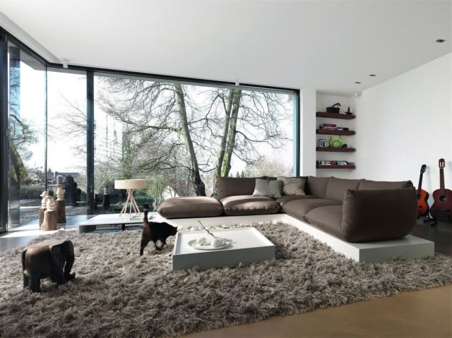 Architektenhaus-Design-Wohnzimmer-komfortabel-eingerichtet-Bilderideen-Möblierung