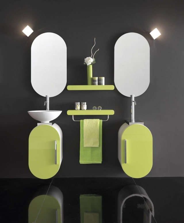 Waschtischanlagen doppelt zwei ovale Spiegelschränke