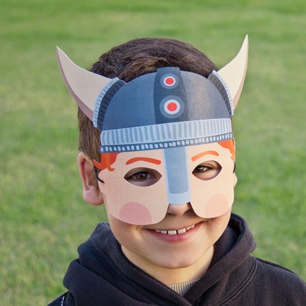 Halloween Maske Viking Jungen Kleinkinder Bastelideen Papier bemalen