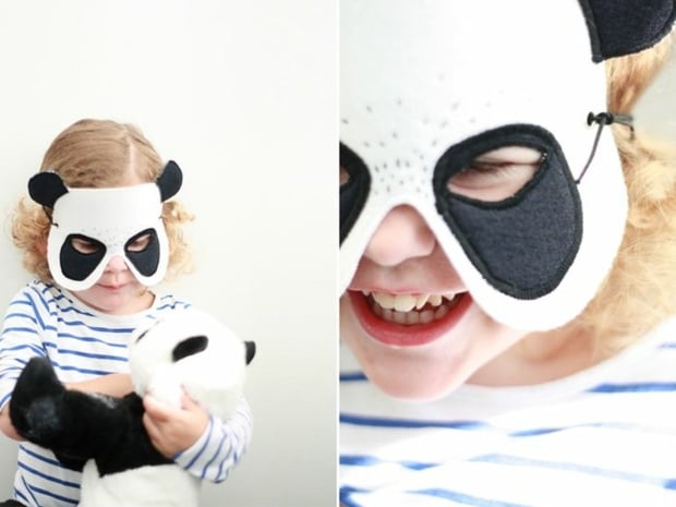 Masken kleine Mädchen Panda Filz basteln Ideen