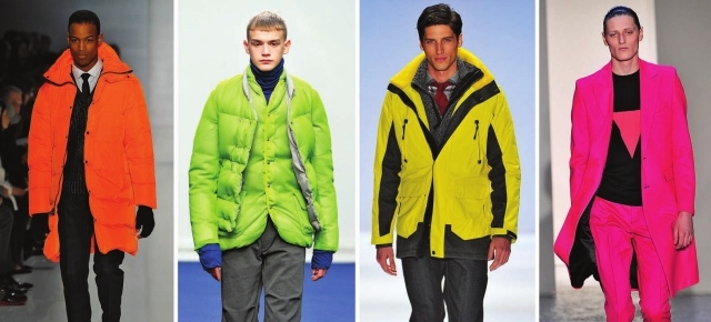 Herbst-Winter-Mode-2014-2015-Männer-Farben-helle-Neonfarben-Orange-Grün-Gelb-Pink