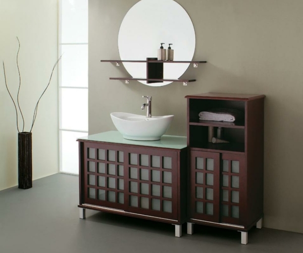 Holz-mit-Glas-Badezimmer-Mobiliar-Waschbeckenunterschrank