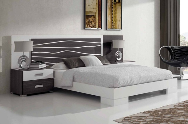 Design Ideen Bett Kopfteil weiß Nachttisch