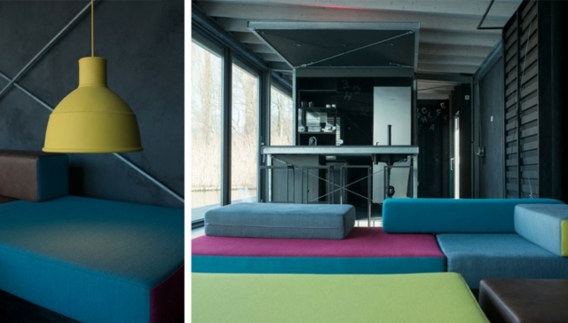 Küchenzeile-Interieur-Design-bunte-Polsterkissen
