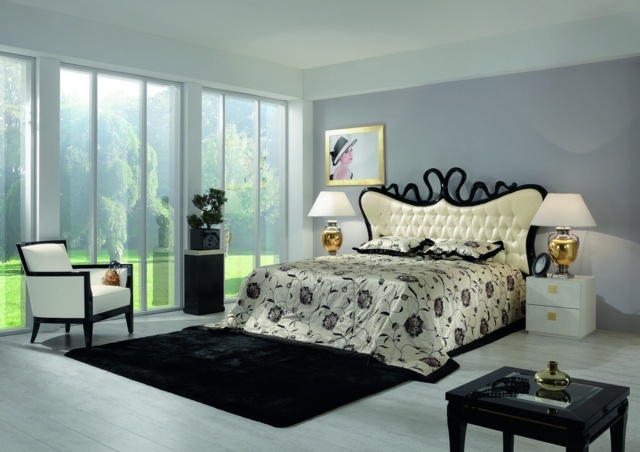 Luxus-Bett-Leder-und-Metallrahmen-graue-Wand