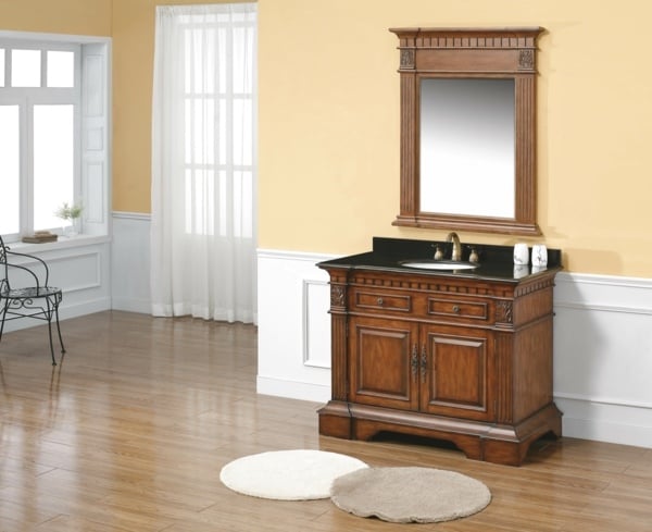 Mahagoni-dunkles-Holz-Badezimmer-Spiegelschrank