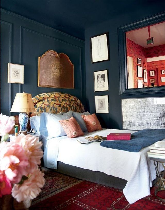 Moderne-Wandfarben-Schlafzimmer-Haus-Dekorieren-Kelim-Blumenvase