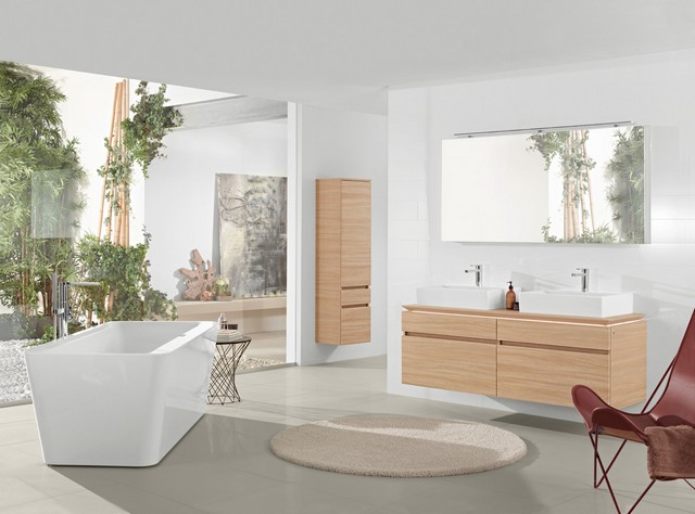 Online Badplaner Badgestaltung Ideen Badewanne Holz Waschtischanlage Spiegel