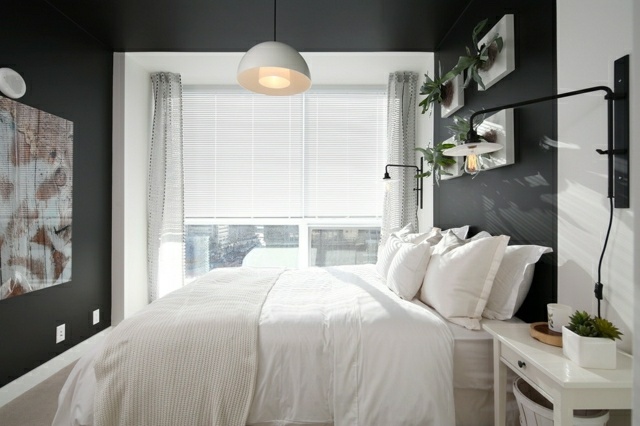Schlafzimmer-graue-Farbe-Gestaltungsideen-schöner-vertikaler-Garten