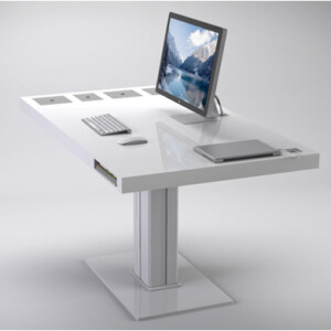 Schreibtisch-Ideen-weiße-Oberfläche-Bildschirm