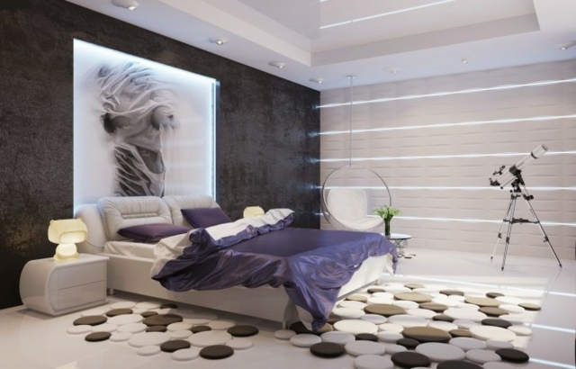Schlafzimmer eingebaute LED Leuchten Wandgestaltung