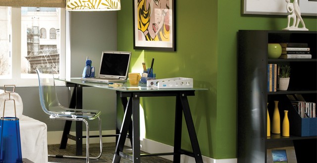 Schreibtisch grasgrün grau Farbe moderne Möbel