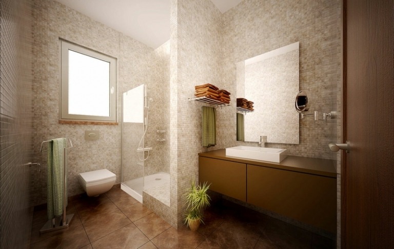 badezimmer bilder mosaik dusche einbaudusche waschschrank spiegel