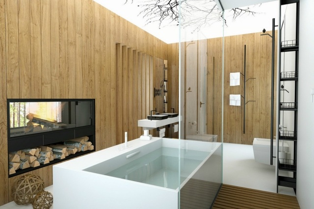 badezimmer-wände-gestalten-in-sperrholz-einbaukamin-sichtfenster-rechteck