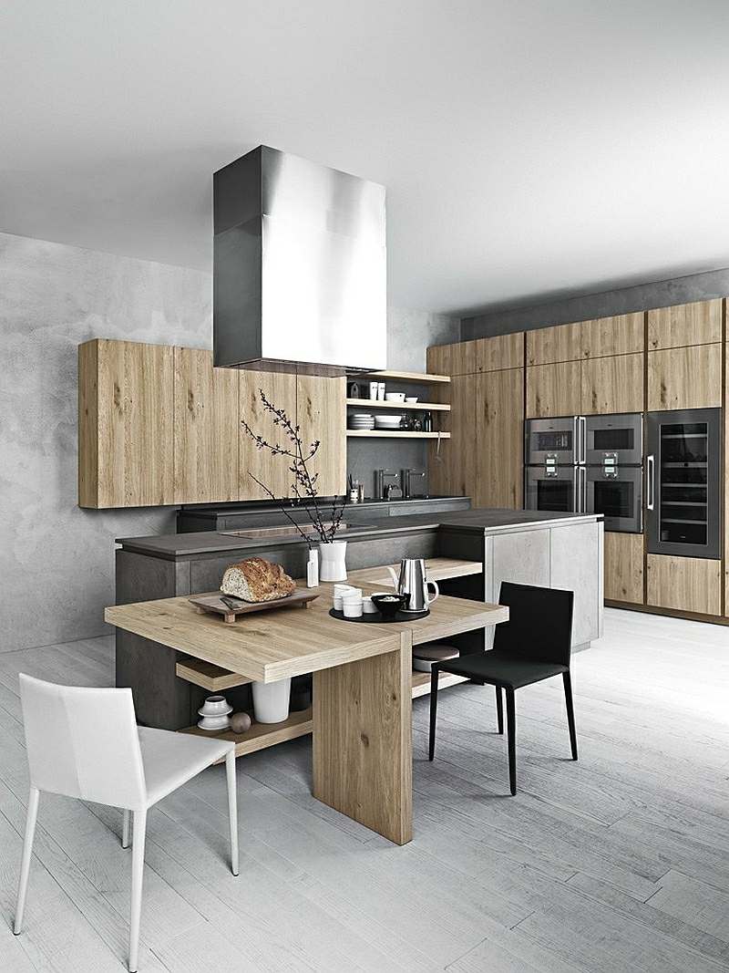 bilder für küche eiche design minimalistisch grau esstisch schwarz weiss