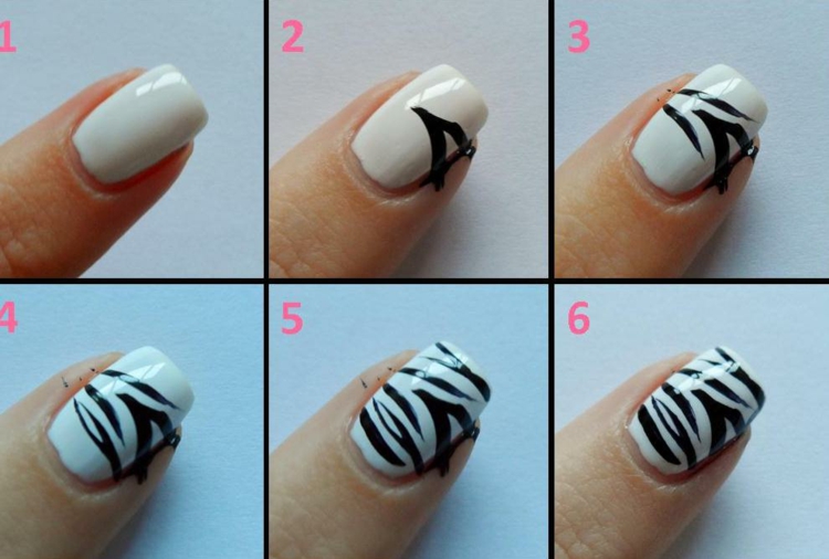 fingernägel design zebra motiv schwarz weiss idee damen styling