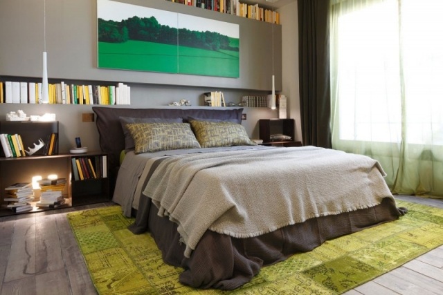 gestaltung modernes schlafzimmer naturinspiriert-grau-gruen