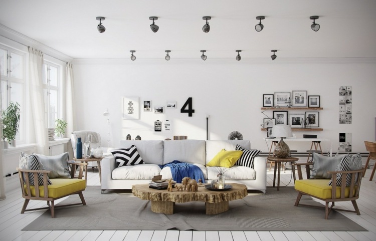 grau-und-gelb-im-wohnzimmer-zickzack-muster-holzmoebel-weiss-sofa
