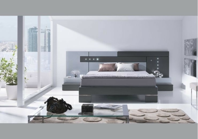 Schlafzimmer Bett modern minimalistisch einrichten Idee