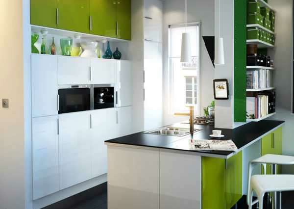 grüne-und-weiße-Oberfläche-Küchendesign