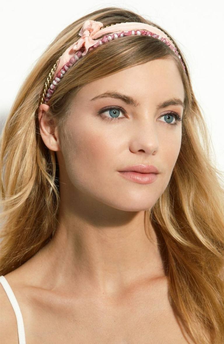 haarband frisuren rosa perlen elegant haare blond